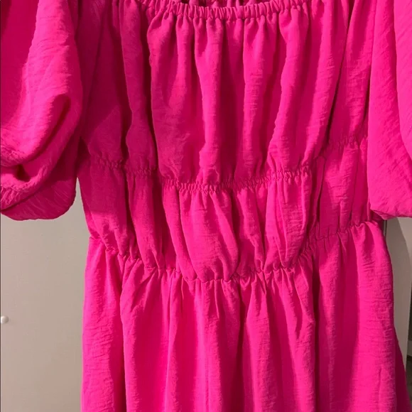 Hot Pink Puff Sleeve Dress size small - Picture 5 of 6